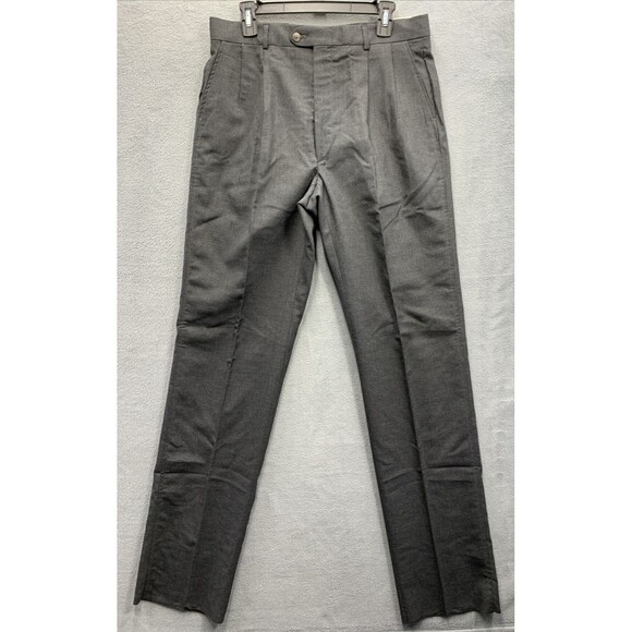 Eppe Amadeo Pants Mens 100% Worsted Wool Pleated Black Size 34 R X37 Business - Picture 3 of 15